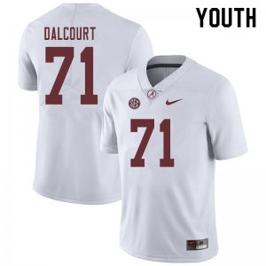NCAA Youth Alabama Crimson Tide #71 Darrian Dalcourt Stitched College 2019 Nike Authentic White Football Jersey XC17N73QU